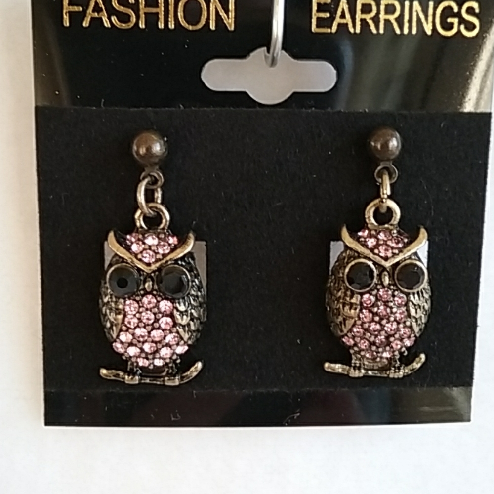 Womens bronze owl post earrings